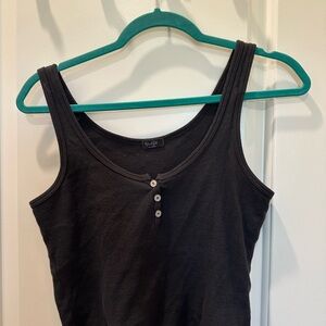 Brandy Melville Black Fitted Buttoned Tank Top